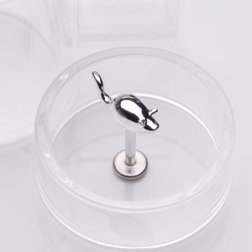 Detail View 1 of Charming Little Mouse Top Internally Threaded Labret Flat Back Stud